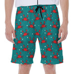 Red Crab Pattern Print Men's Beach Shorts