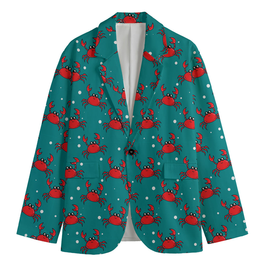 Red Crab Pattern Print Men's Blazer