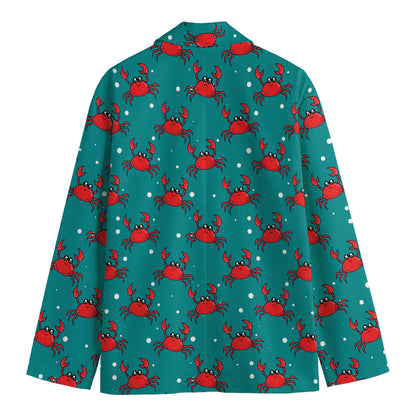 Red Crab Pattern Print Men's Blazer