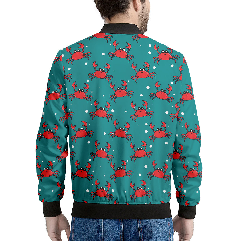 Red Crab Pattern Print Men's Bomber Jacket