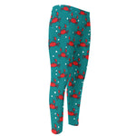 Red Crab Pattern Print Men's Compression Pants