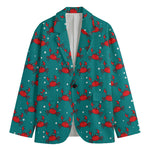 Red Crab Pattern Print Men's Cotton Blazer