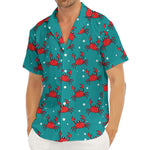 Red Crab Pattern Print Men's Deep V-Neck Shirt