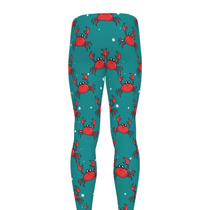 Red Crab Pattern Print Men's leggings