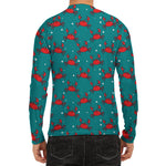 Red Crab Pattern Print Men's Long Sleeve Rash Guard