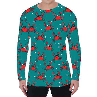 Red Crab Pattern Print Men's Long Sleeve T-Shirt