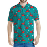 Red Crab Pattern Print Men's Polo Shirt