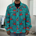 Red Crab Pattern Print Men's Shirt Jacket