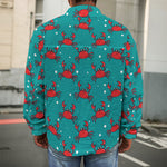 Red Crab Pattern Print Men's Shirt Jacket