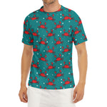 Red Crab Pattern Print Men's Short Sleeve Rash Guard