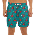 Red Crab Pattern Print Men's Split Running Shorts