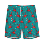 Red Crab Pattern Print Men's Sports Shorts