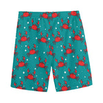 Red Crab Pattern Print Men's Sports Shorts