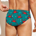 Red Crab Pattern Print Men's Swim Briefs