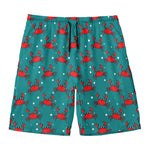 Red Crab Pattern Print Men's Swim Trunks