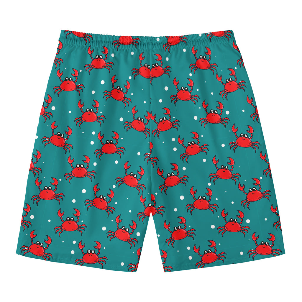 Red Crab Pattern Print Men's Swim Trunks