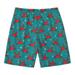 Red Crab Pattern Print Men's Swim Trunks