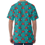 Red Crab Pattern Print Men's Velvet T-Shirt