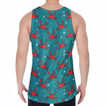 Red Crab Pattern Print Men's Velvet Tank Top