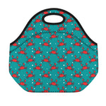Red Crab Pattern Print Neoprene Lunch Bag