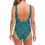 Red Crab Pattern Print One Piece Swimsuit