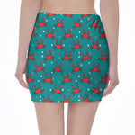 Red Crab Pattern Print Pencil Mini Skirt