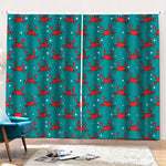 Red Crab Pattern Print Pencil Pleat Curtains