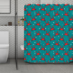 Red Crab Pattern Print Polyester Shower Curtain