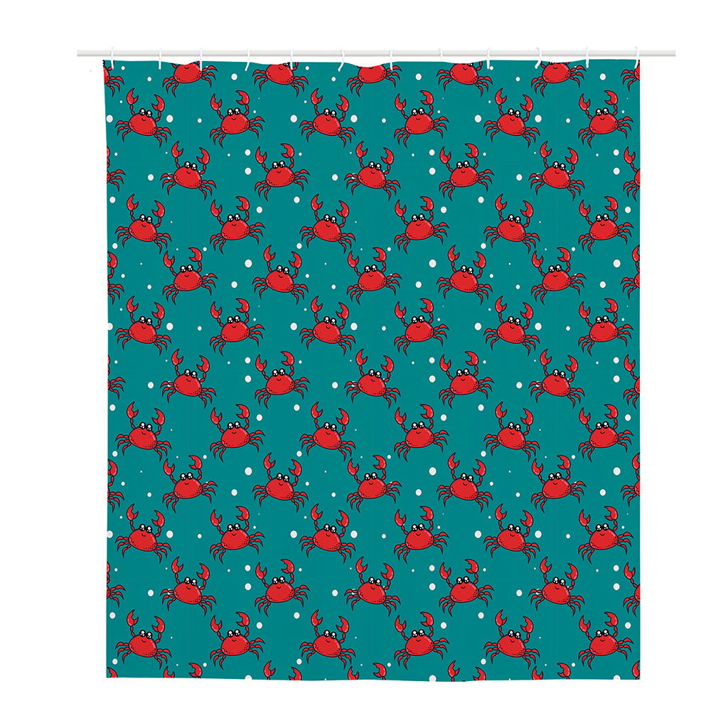 Red Crab Pattern Print Polyester Shower Curtain