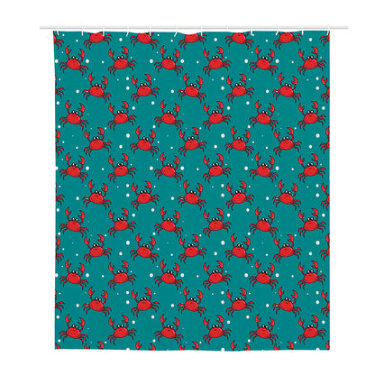 Red Crab Pattern Print Polyester Shower Curtain