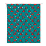 Red Crab Pattern Print Polyester Shower Curtain