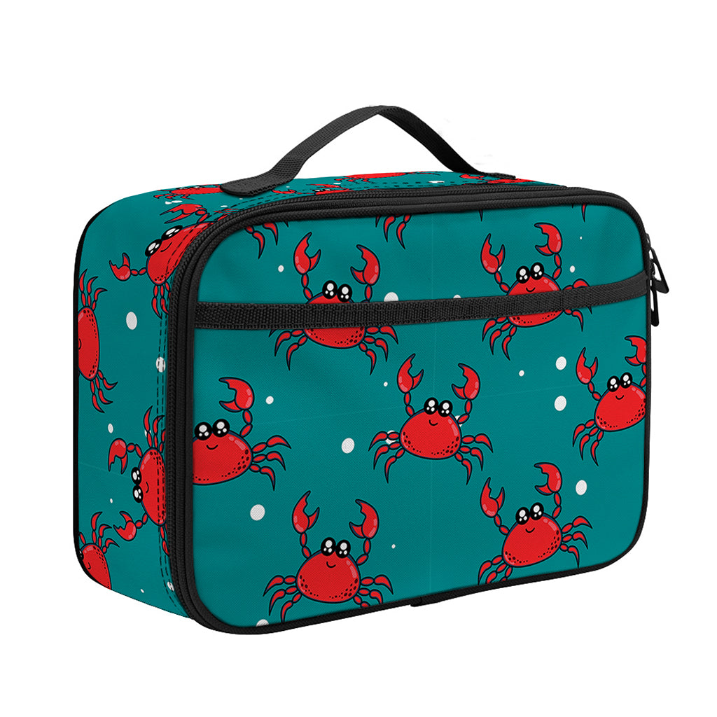 Red Crab Pattern Print Portable Lunch Bag
