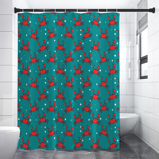 Red Crab Pattern Print Premium Shower Curtain