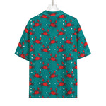 Red Crab Pattern Print Rayon Hawaiian Shirt