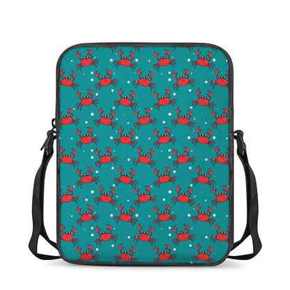 Red Crab Pattern Print Rectangular Crossbody Bag