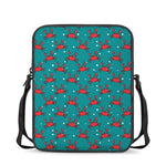 Red Crab Pattern Print Rectangular Crossbody Bag