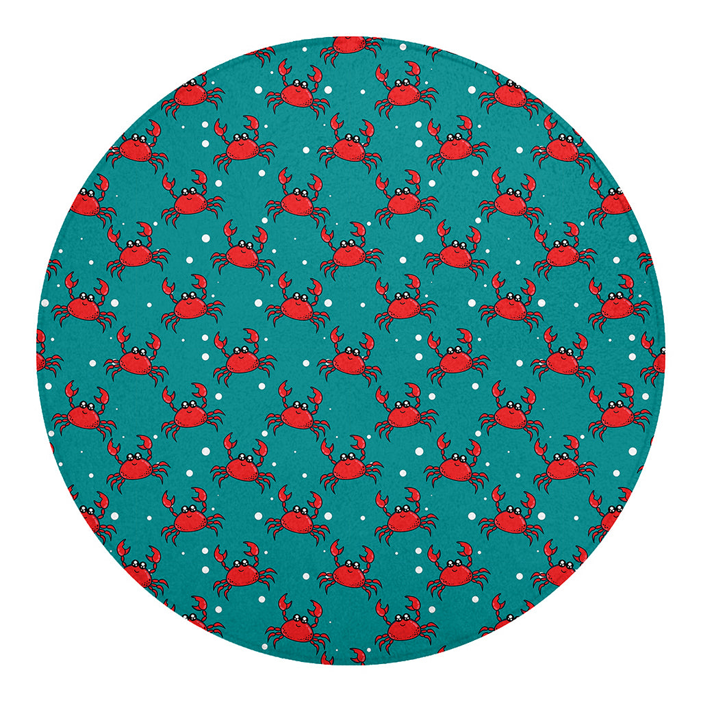 Red Crab Pattern Print Round Blanket