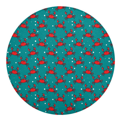 Red Crab Pattern Print Round Blanket