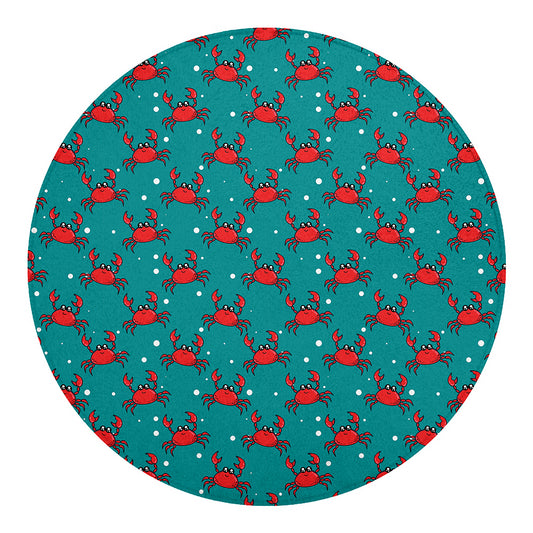 Red Crab Pattern Print Round Blanket