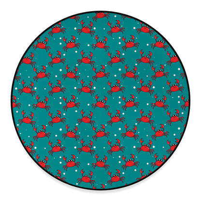 Red Crab Pattern Print Round Floor Mat