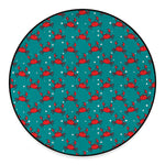 Red Crab Pattern Print Round Floor Mat