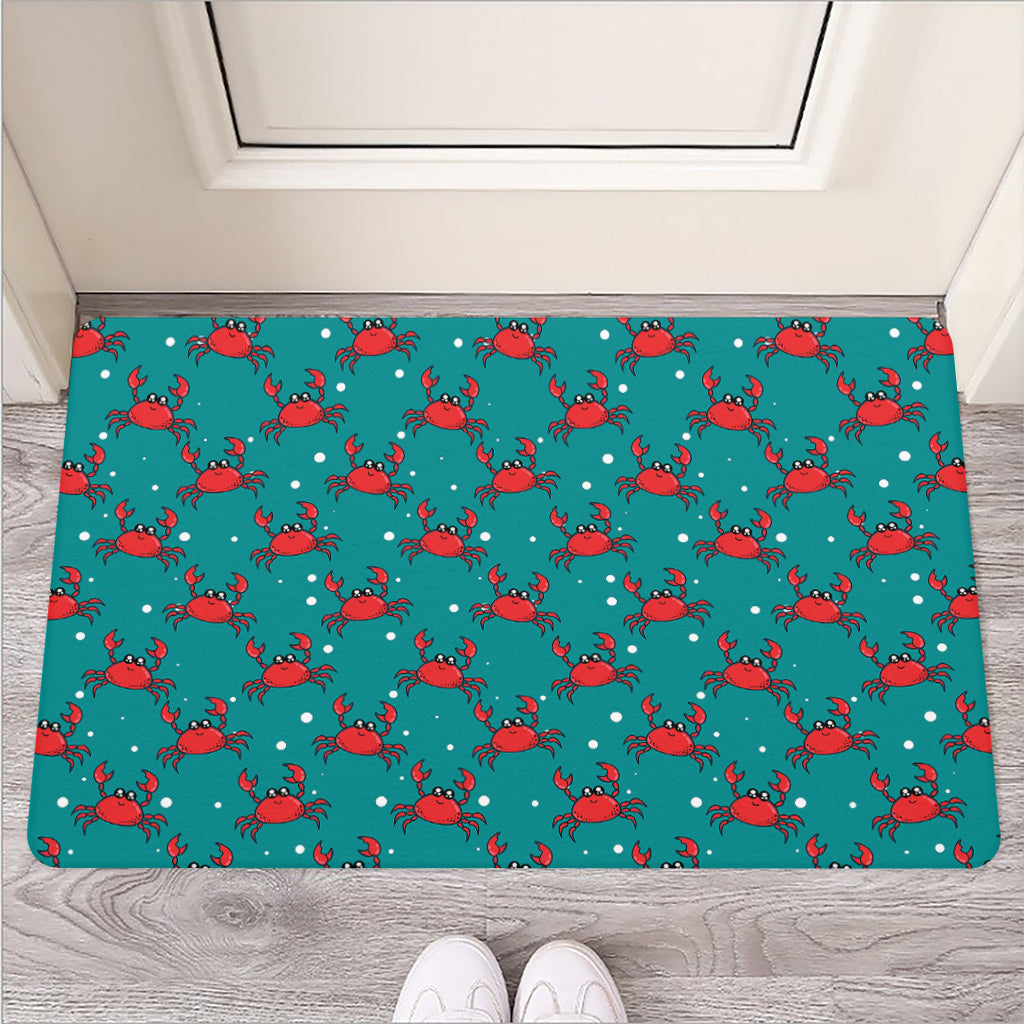 Red Crab Pattern Print Rubber Doormat