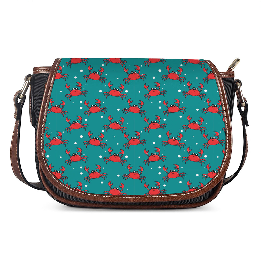 Red Crab Pattern Print Saddle Bag