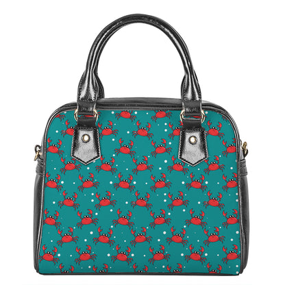Red Crab Pattern Print Shoulder Handbag