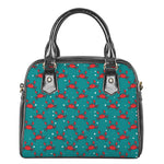 Red Crab Pattern Print Shoulder Handbag