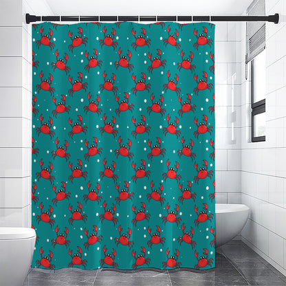 Red Crab Pattern Print Shower Curtain