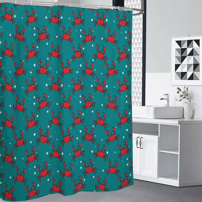 Red Crab Pattern Print Shower Curtain