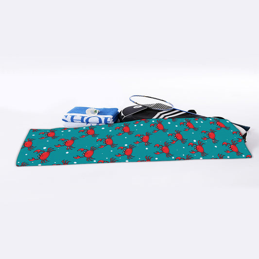 Red Crab Pattern Print Sports Towel