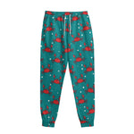 Red Crab Pattern Print Sweatpants