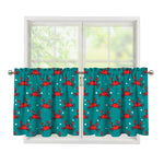 Red Crab Pattern Print Tier Curtains